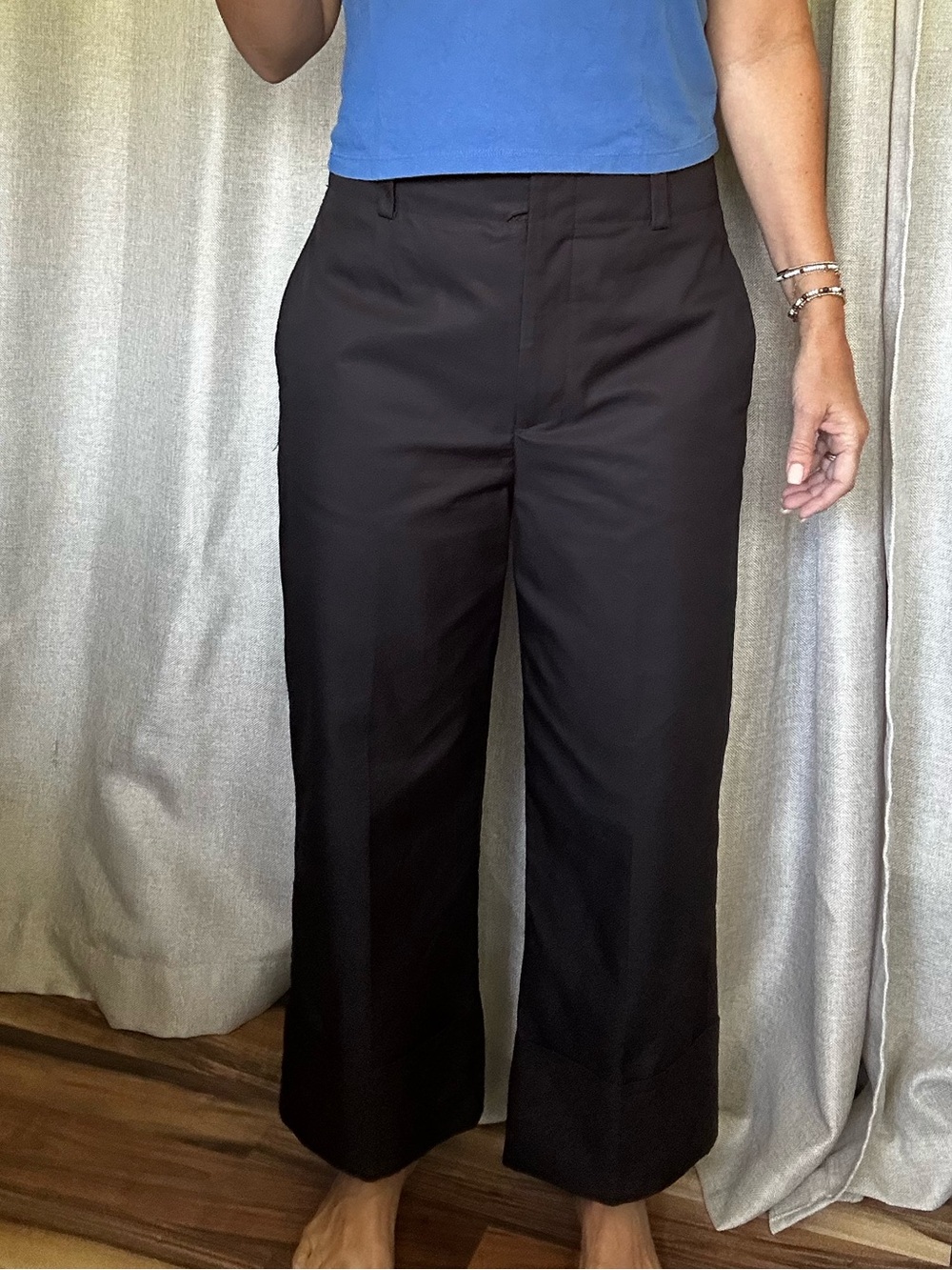 Zara Black Wide-Leg Cropped Trousers